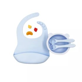 Világoskék Baba előke szett étkészlettel