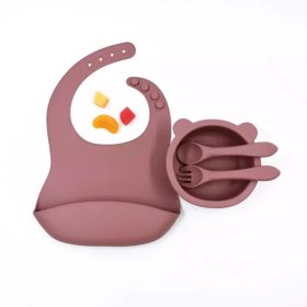 Mályva színű Baba előke szett étkészlettel