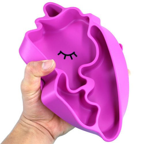 Unikornis szilikon tányér gyerekeknek rekeszekkel alján tapadókoronggal